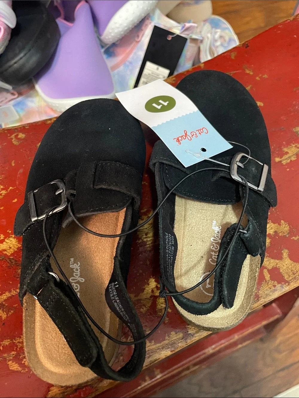 Cat & Jack Black Girls' Buckle Mary Jane Flats